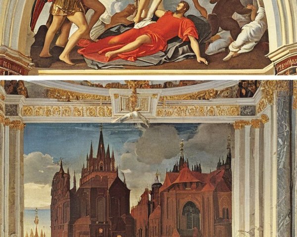 Dynamic Battle and Serene Assembly in Artworks