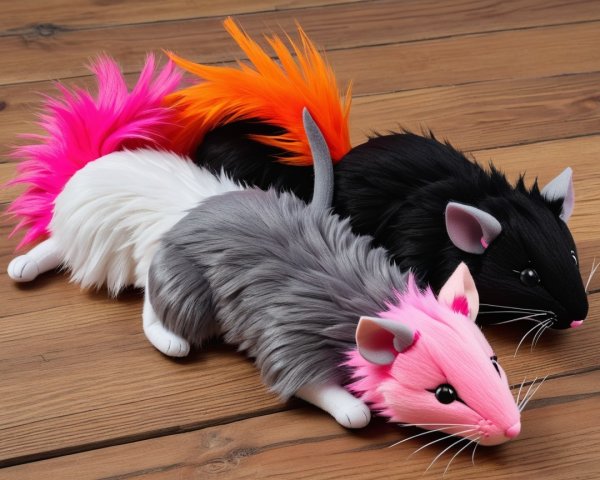 Colorful Plush Toy Rats with Whimsical Designs