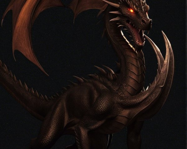 Majestic Black Dragon with Intricate Scales and Wings