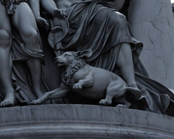 Intricately Carved Marble Sculpture of Classical Figures