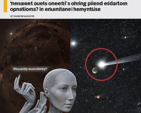 Futuristic Humanoid in Cosmic Contemplation Scene