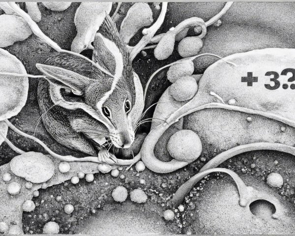 Monochromatic Illustration of a Mouse with Abstract Shapes