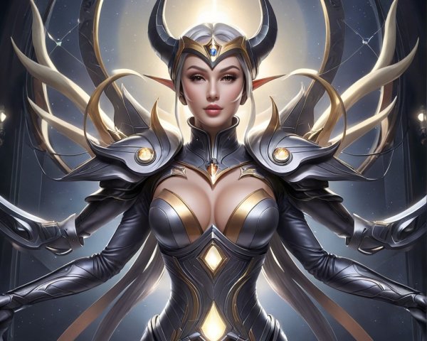 Character in Ornate Armor with Radiant Halo
