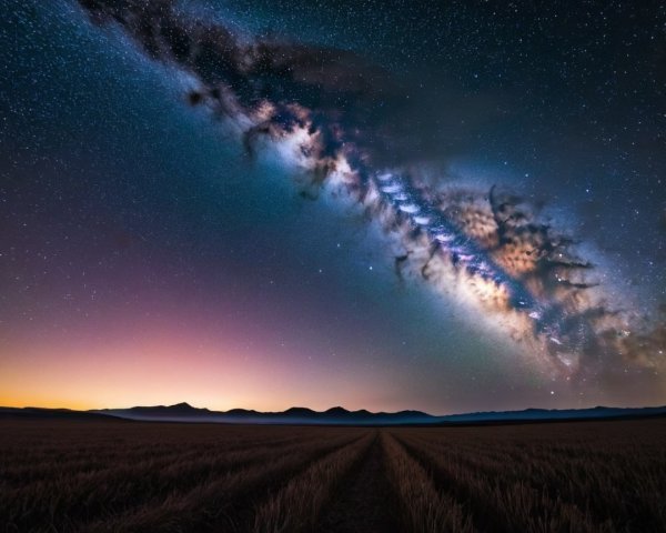 Milky Way Night Sky Over Tranquil Landscape