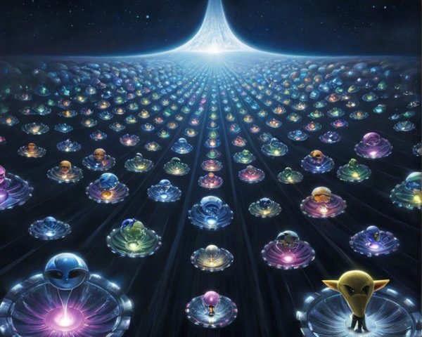Colorful Orb-like Beings in Cosmic Scene