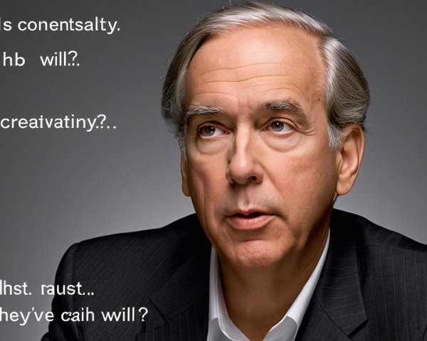 Man in Suit with Gray Background and Thoughtful Themes