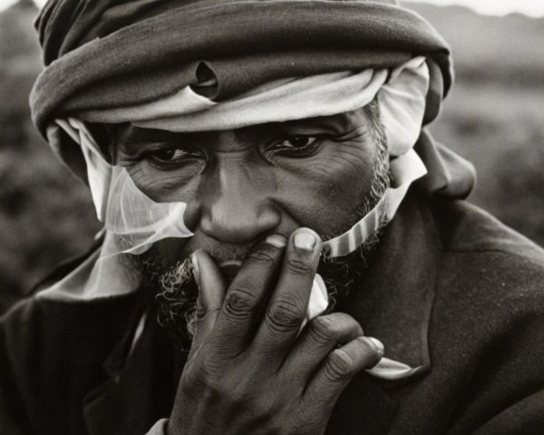 Monochrome Portrait of an Older Man in Reflection