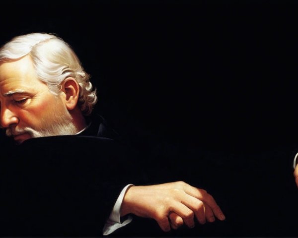 Side Profile of Older Man with White Hair and Beard