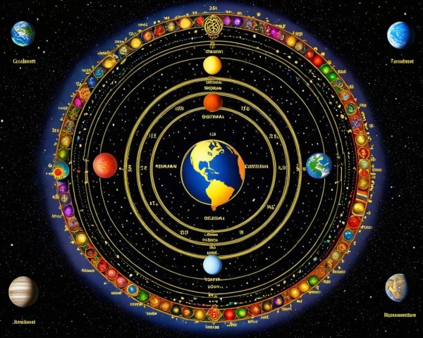 Stylized Solar System with Vibrant Planets and Stars