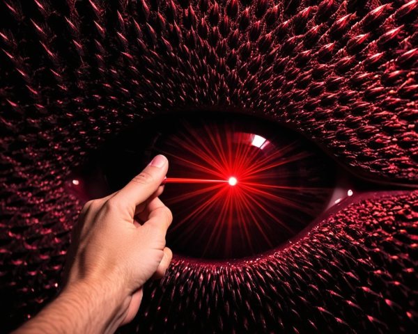 Close-Up of Ominous Eye with Laser Beam Effect
