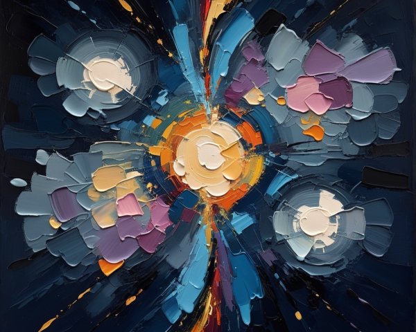 Abstract Painting with Colorful Cosmic Explosion