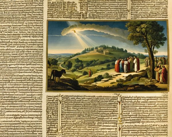 Vibrant Landscape with Figures and Dramatic Sky
