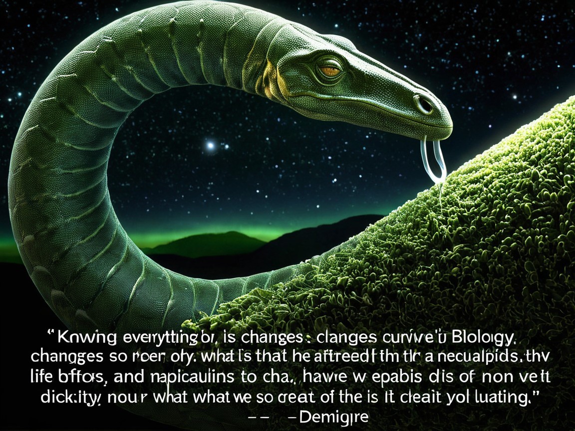 Serpent-like creature in a moss-covered landscape