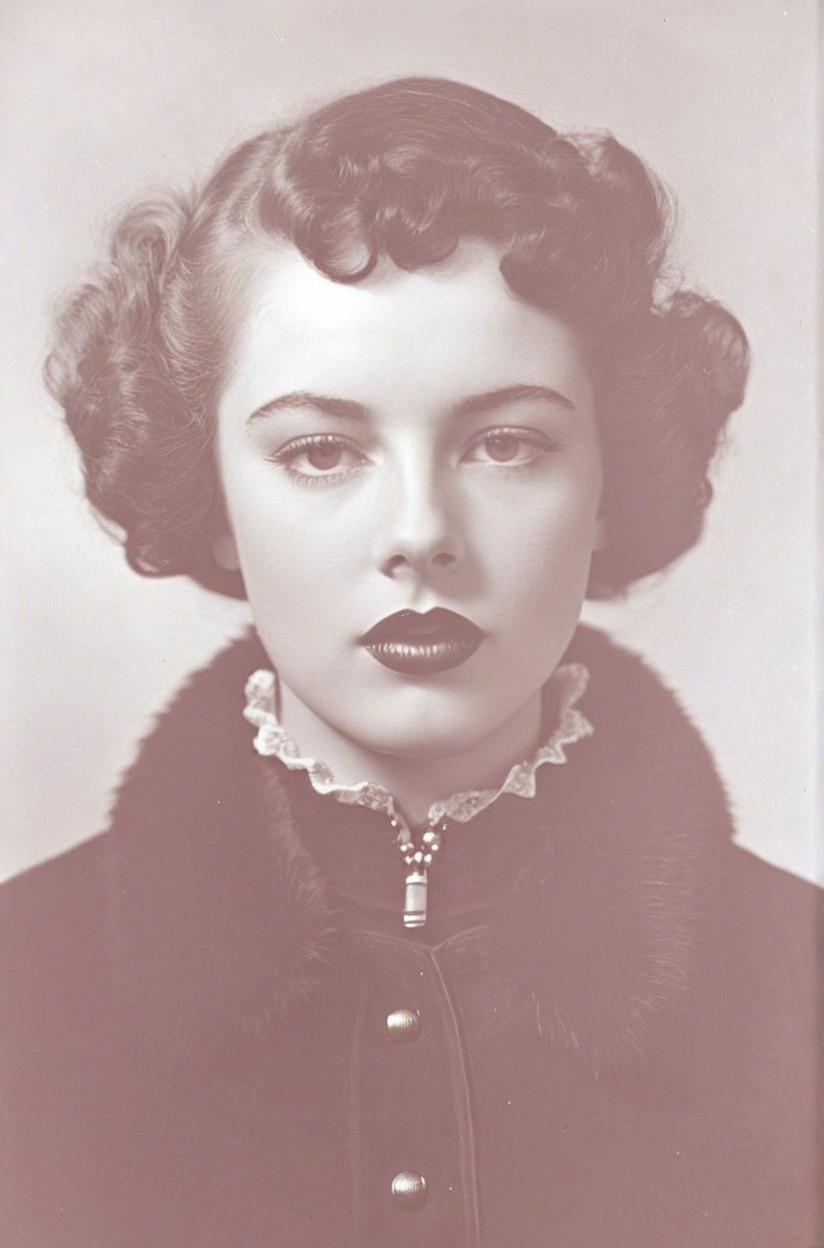 Vintage Black-and-White Portrait of a Young Woman