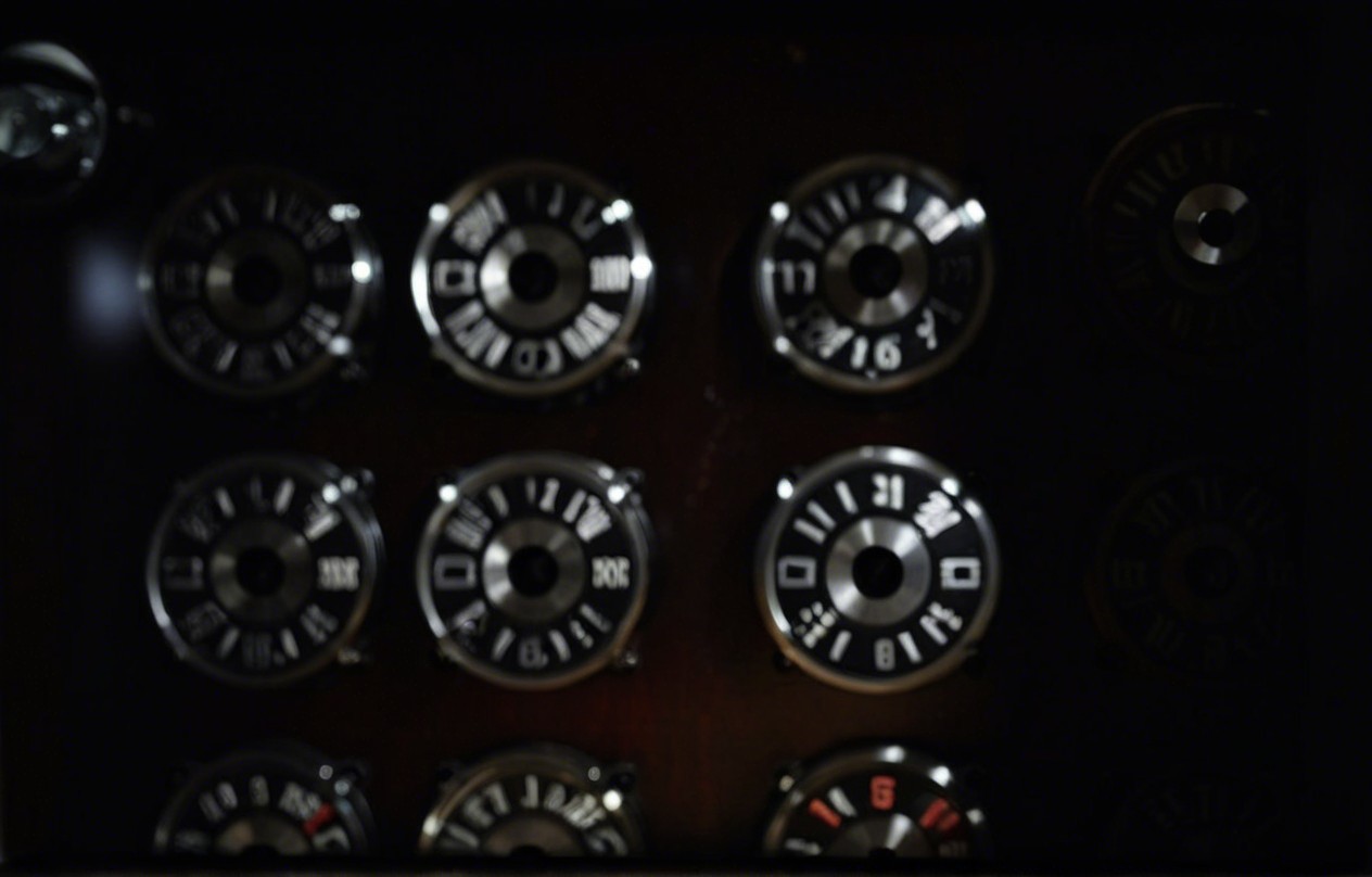 Close-Up of Metallic Dials on Dark Control Panel