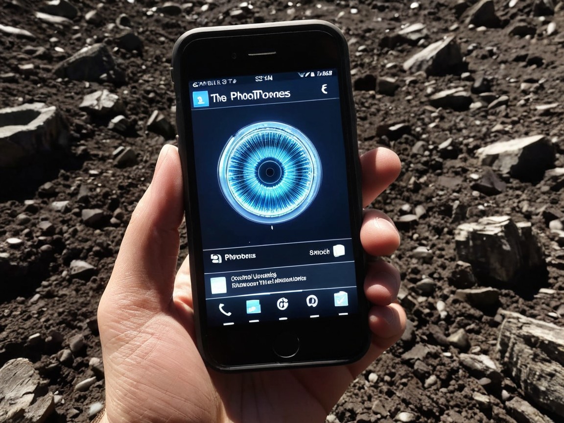 Smartphone App Displayed in Rugged Extraterrestrial Setting