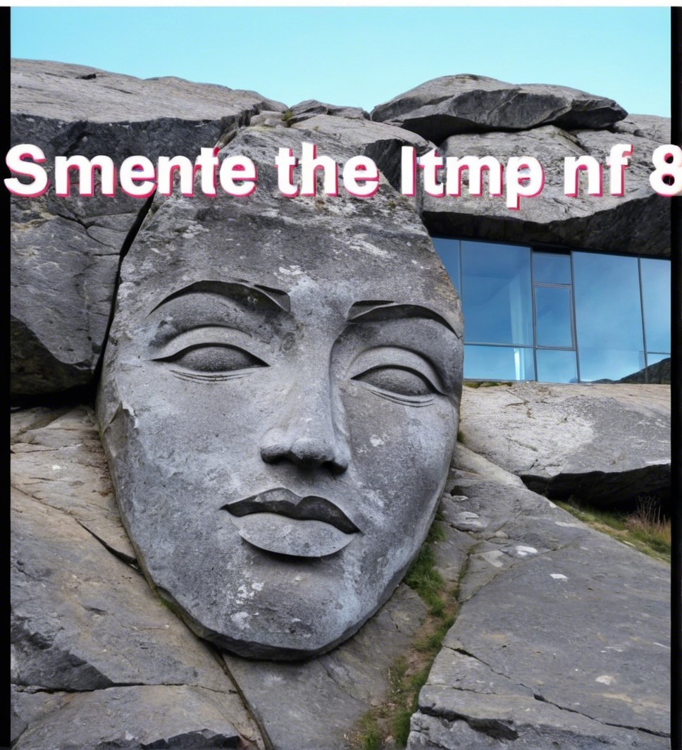 Intricately Carved Stone Face in Rock Formation