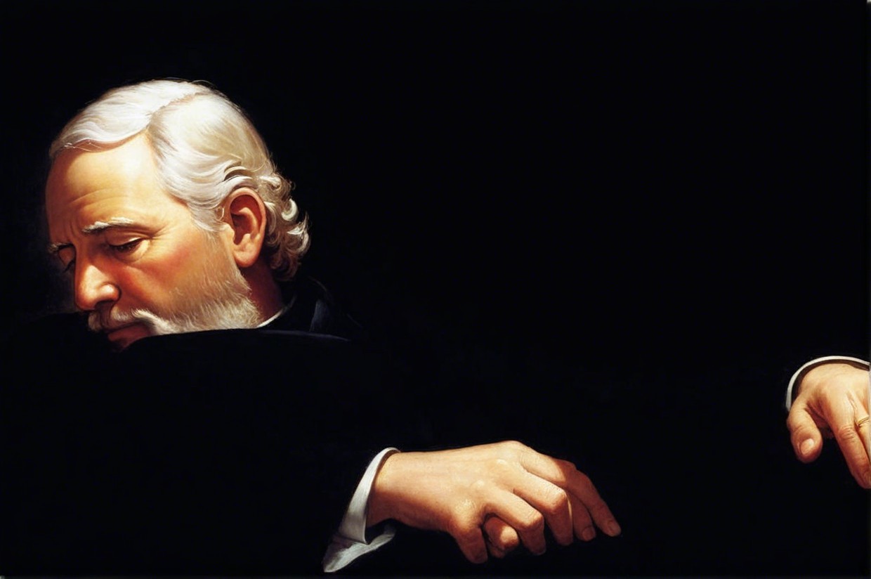 Side Profile of Older Man with White Hair and Beard