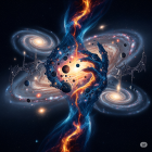 Abstract Painting with Colorful Cosmic Explosion