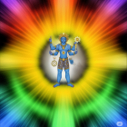 Blue-Skinned Deity with Multiple Arms and Halo