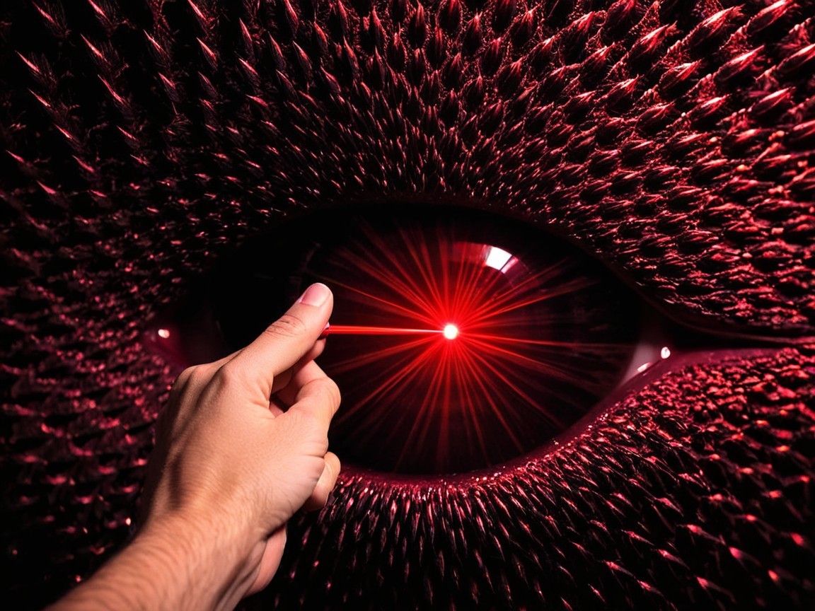 Close-Up of Ominous Eye with Laser Beam Effect
