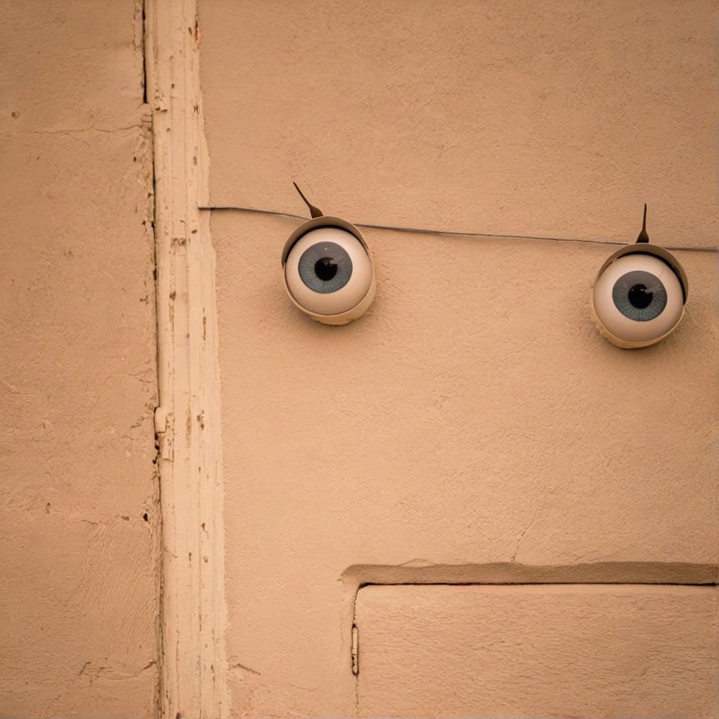 Whimsical Street Art with Cartoonish Eyes on Wall