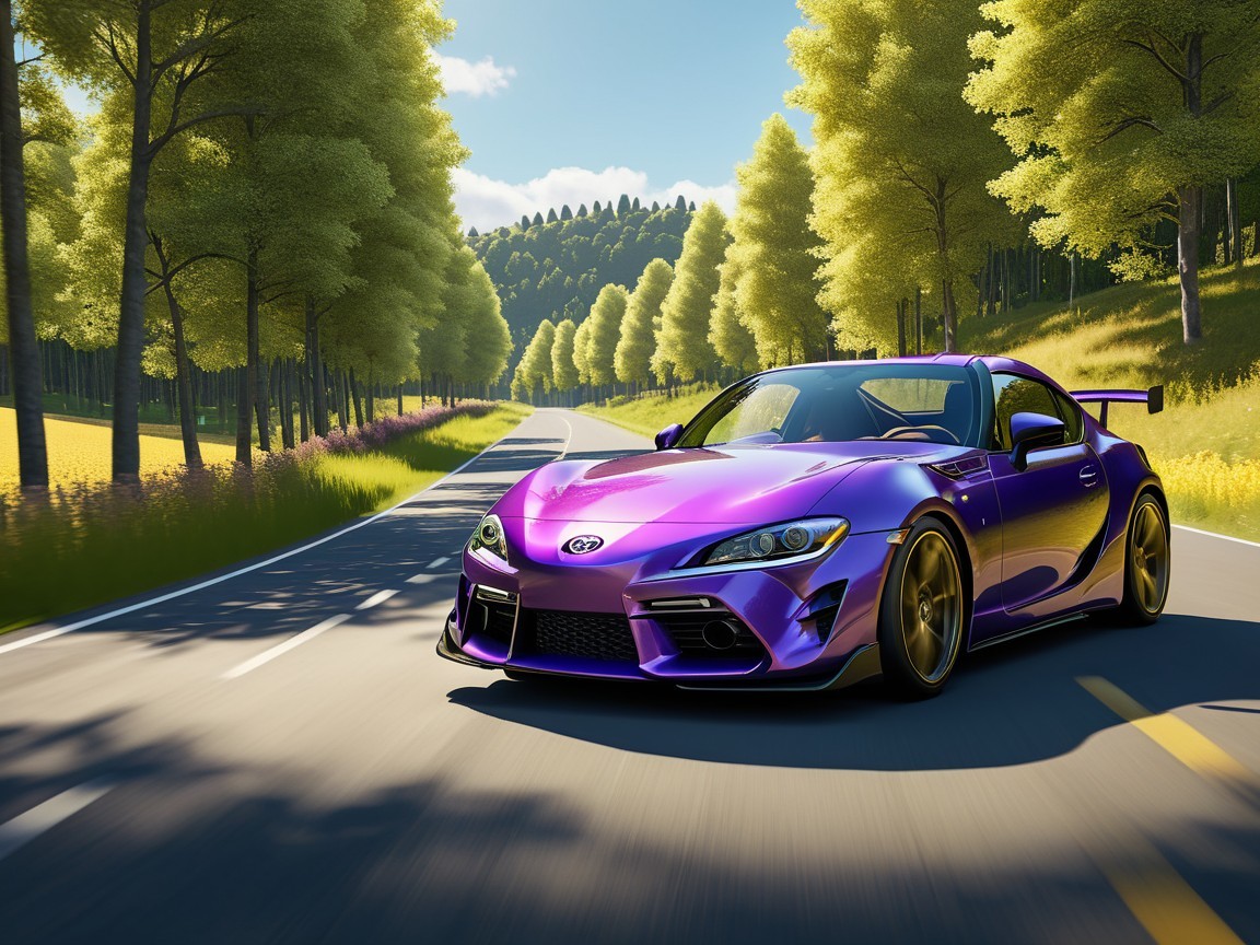 Vibrant Sports Car on a Scenic Drive