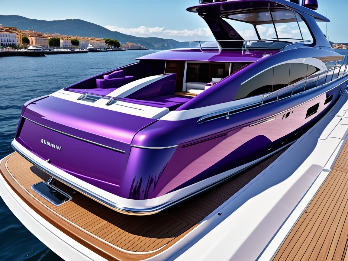 Modern Yacht with Purple Exterior and Elegant Design