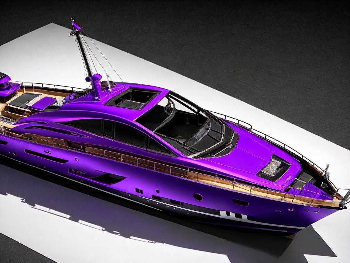 Vibrant Purple Yacht Model with Elegant Design Details