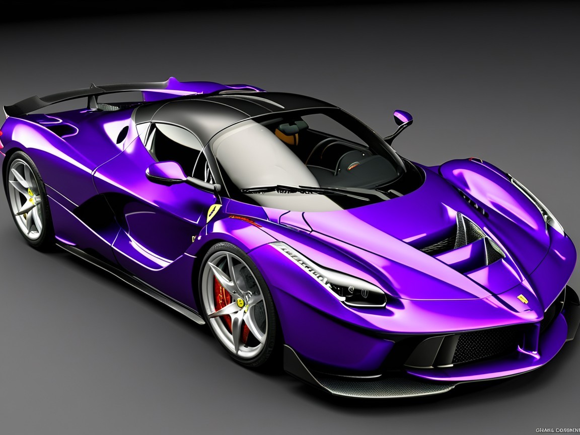High-Performance Sports Car with Purple Exterior