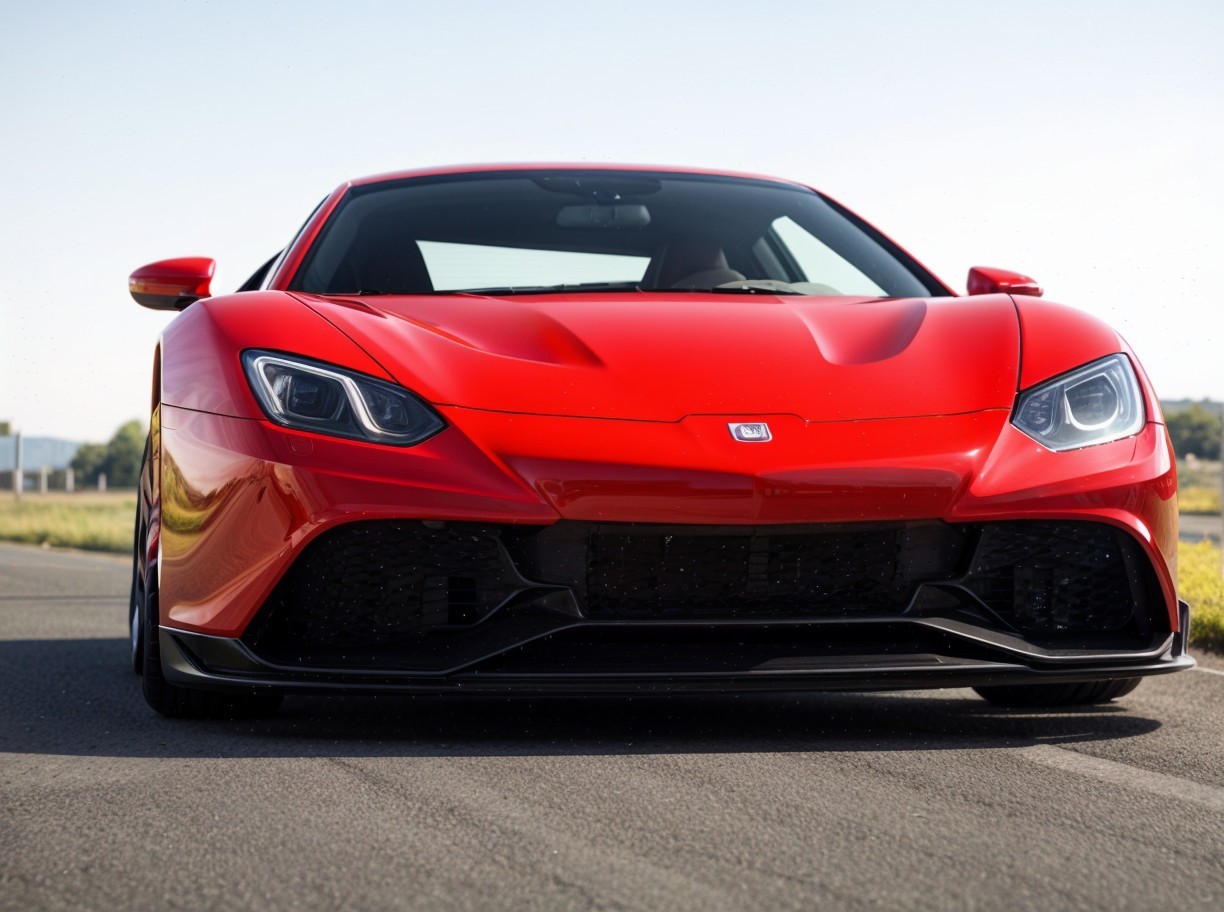 Red Sports Car with Aerodynamic Design and Features