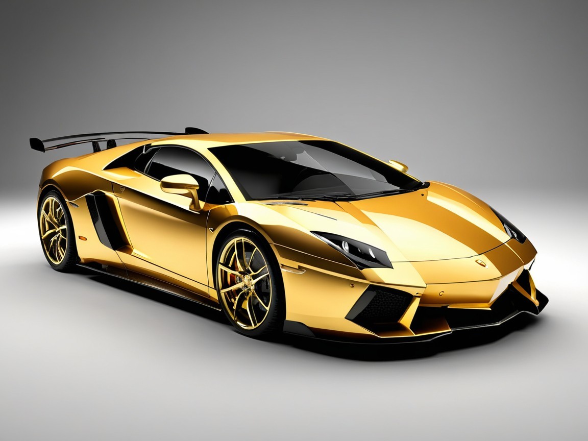 Golden Lamborghini Aventador with sleek design details