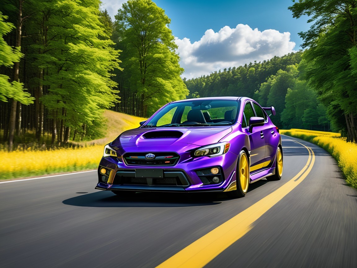 Vibrant Subaru Thrills on Scenic Drive