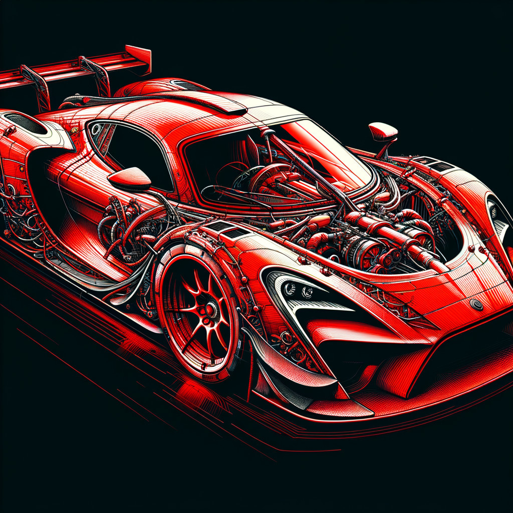 Red Hypercar with Intricate Design and Powerful Engine