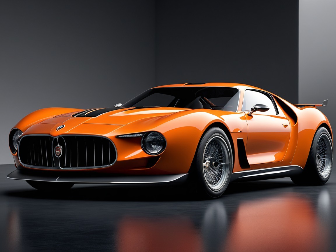 Orange Sports Car with Aerodynamic Design and Curves