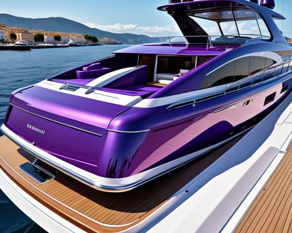 Modern Yacht with Purple Exterior and Elegant Design