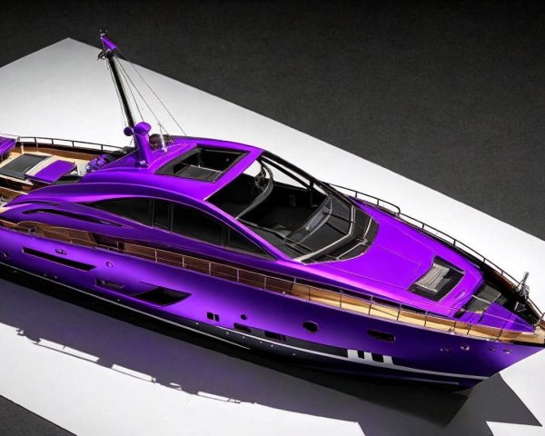 Vibrant Purple Yacht Model with Elegant Design Details