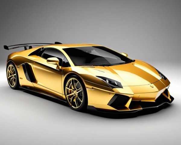 Golden Lamborghini Aventador with sleek design details