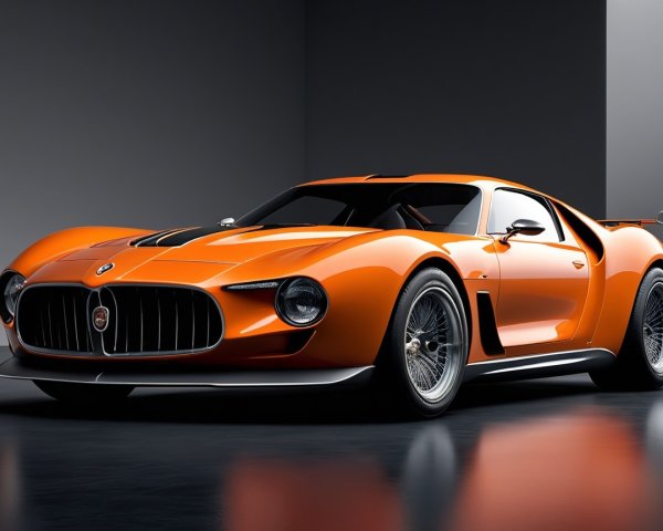 Orange Sports Car with Aerodynamic Design and Curves