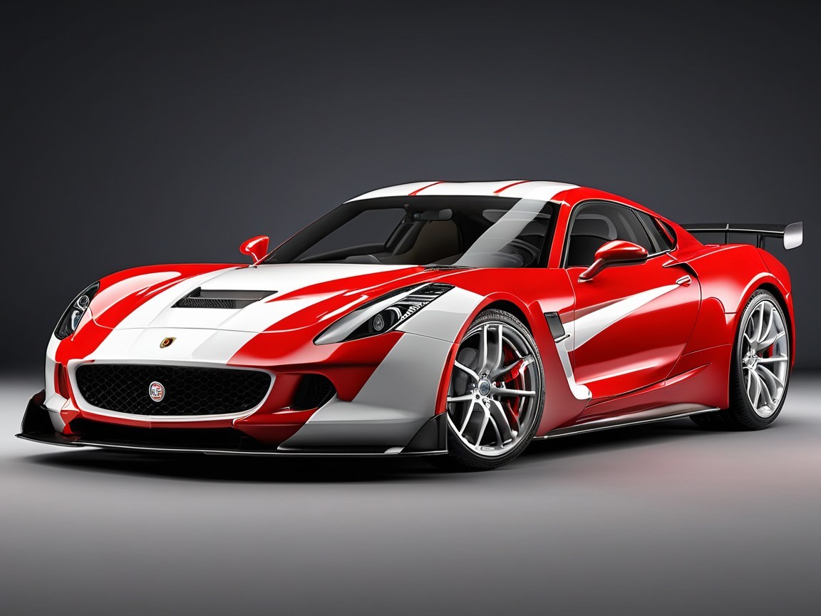 High-Performance Sports Car with Red and White Design