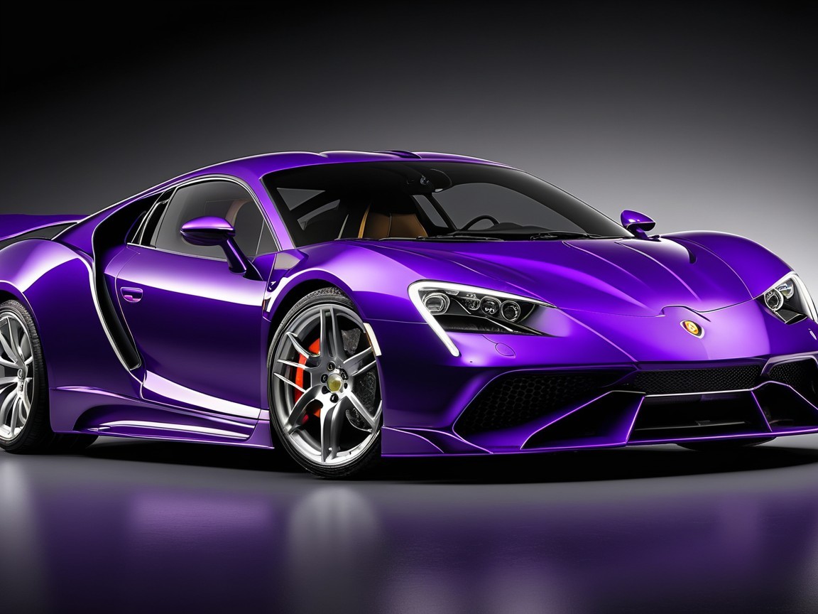 Futuristic Purple Sports Car with Dynamic Curves