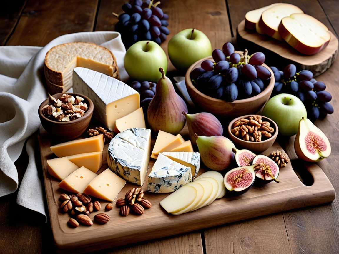 Charcuterie Board with Cheeses, Fruits, and Nuts