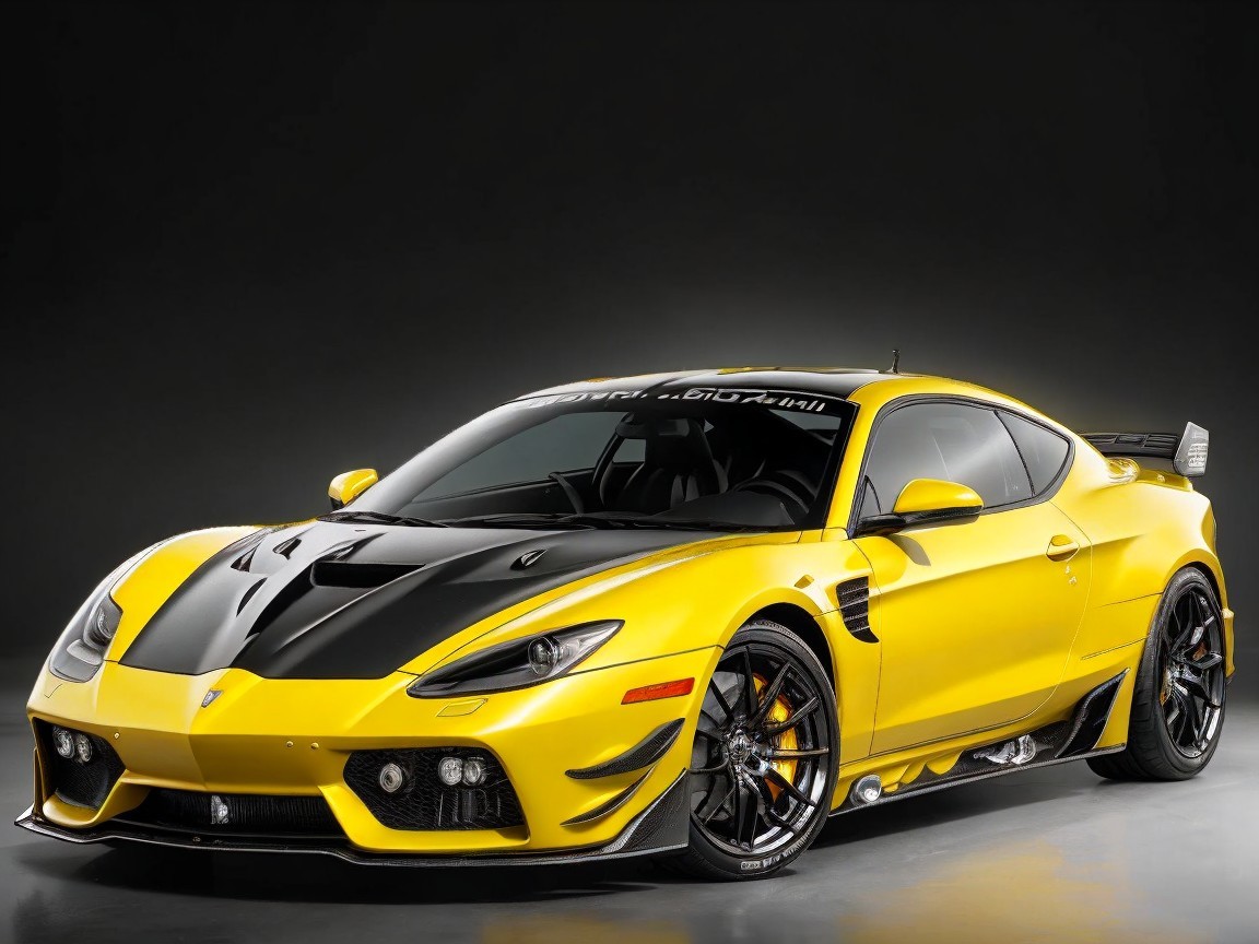 Vibrant Yellow Sports Car with Aerodynamic Design