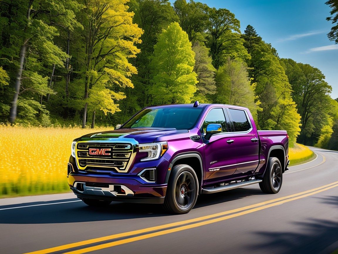 Purple Power: GMC Sierra on Scenic Road