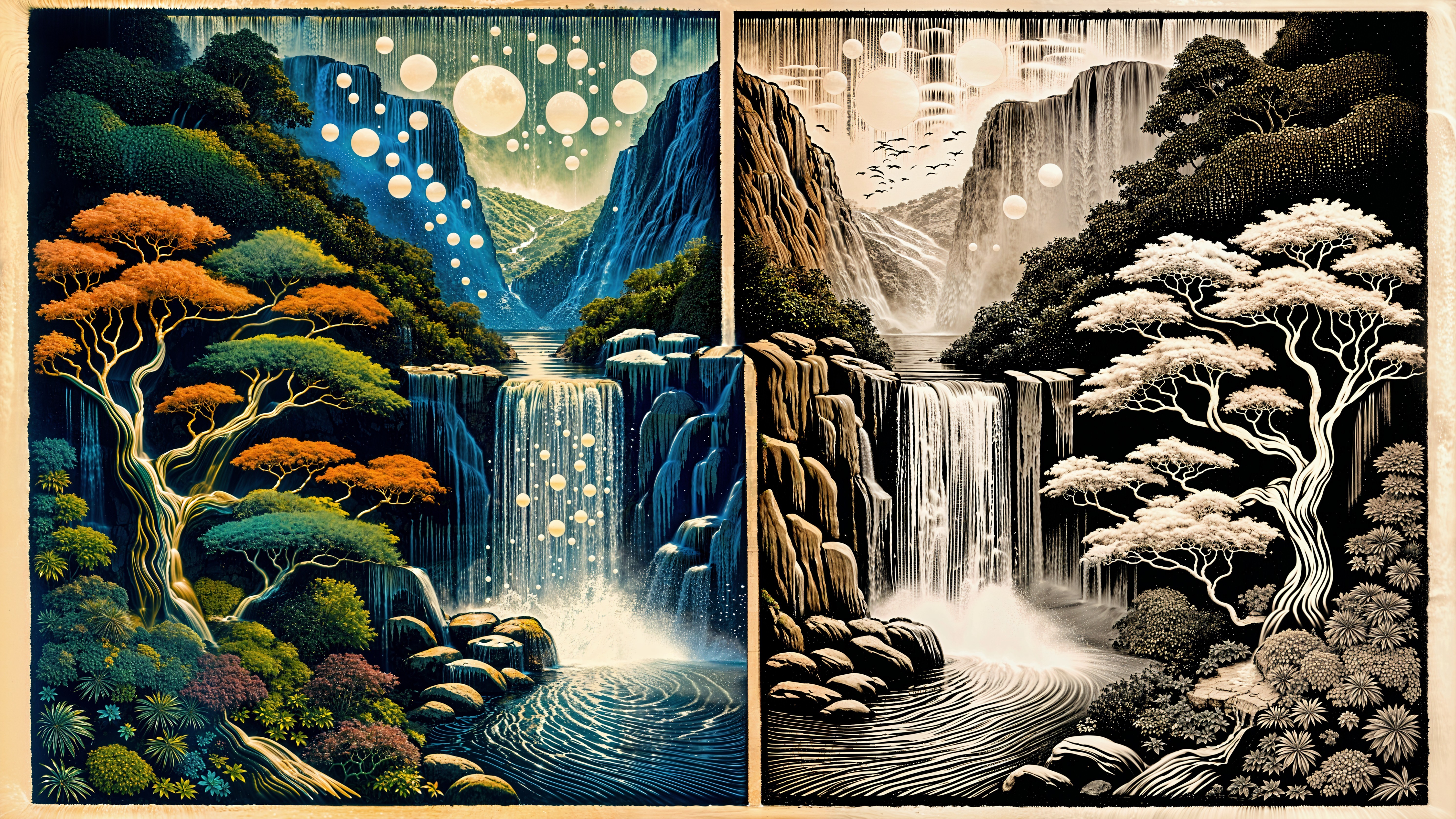 Contrasting Landscapes in a Stunning Diptych Artwork