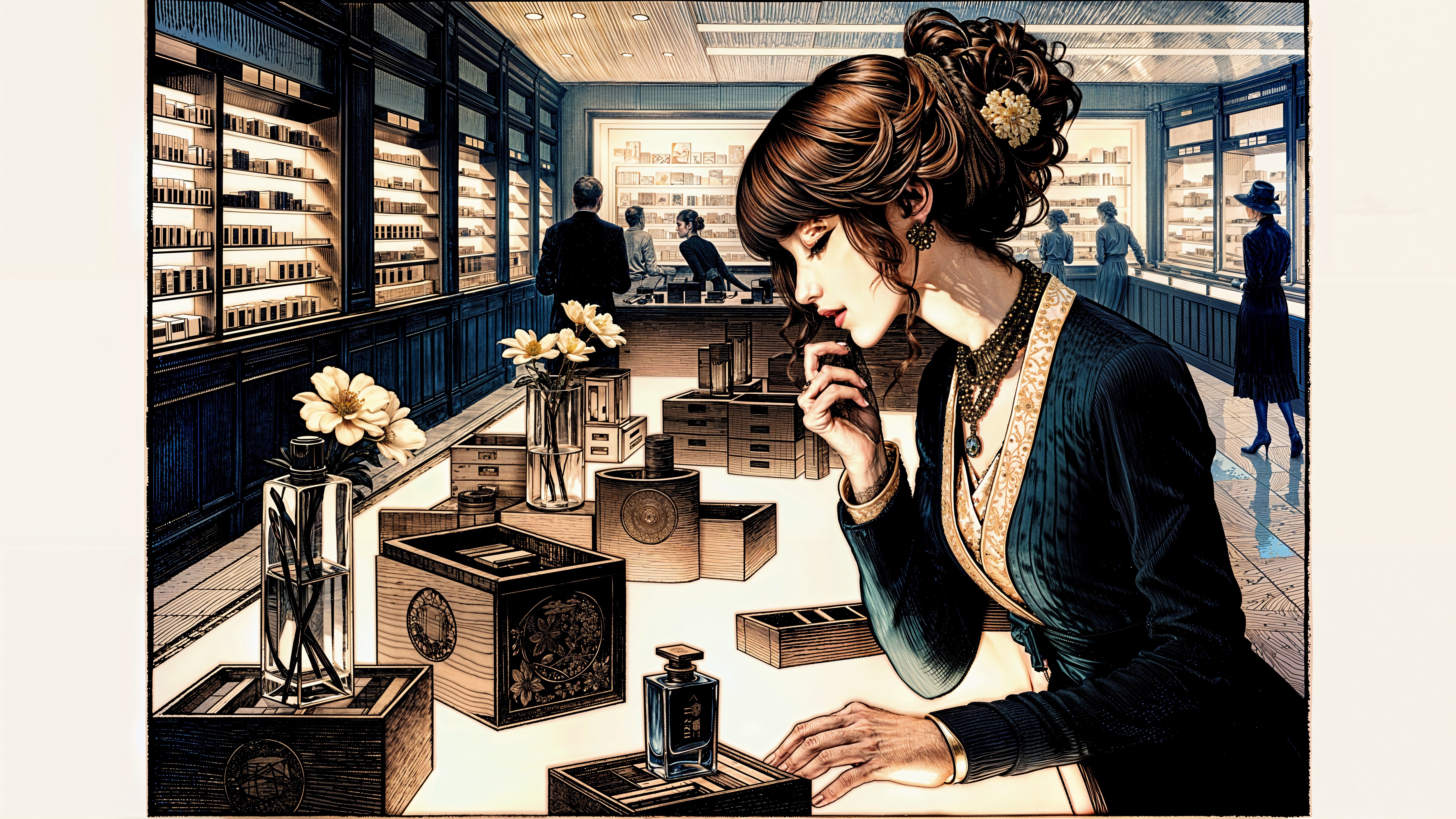 Vintage Perfume Shop with Elegant Displays and Atmosphere