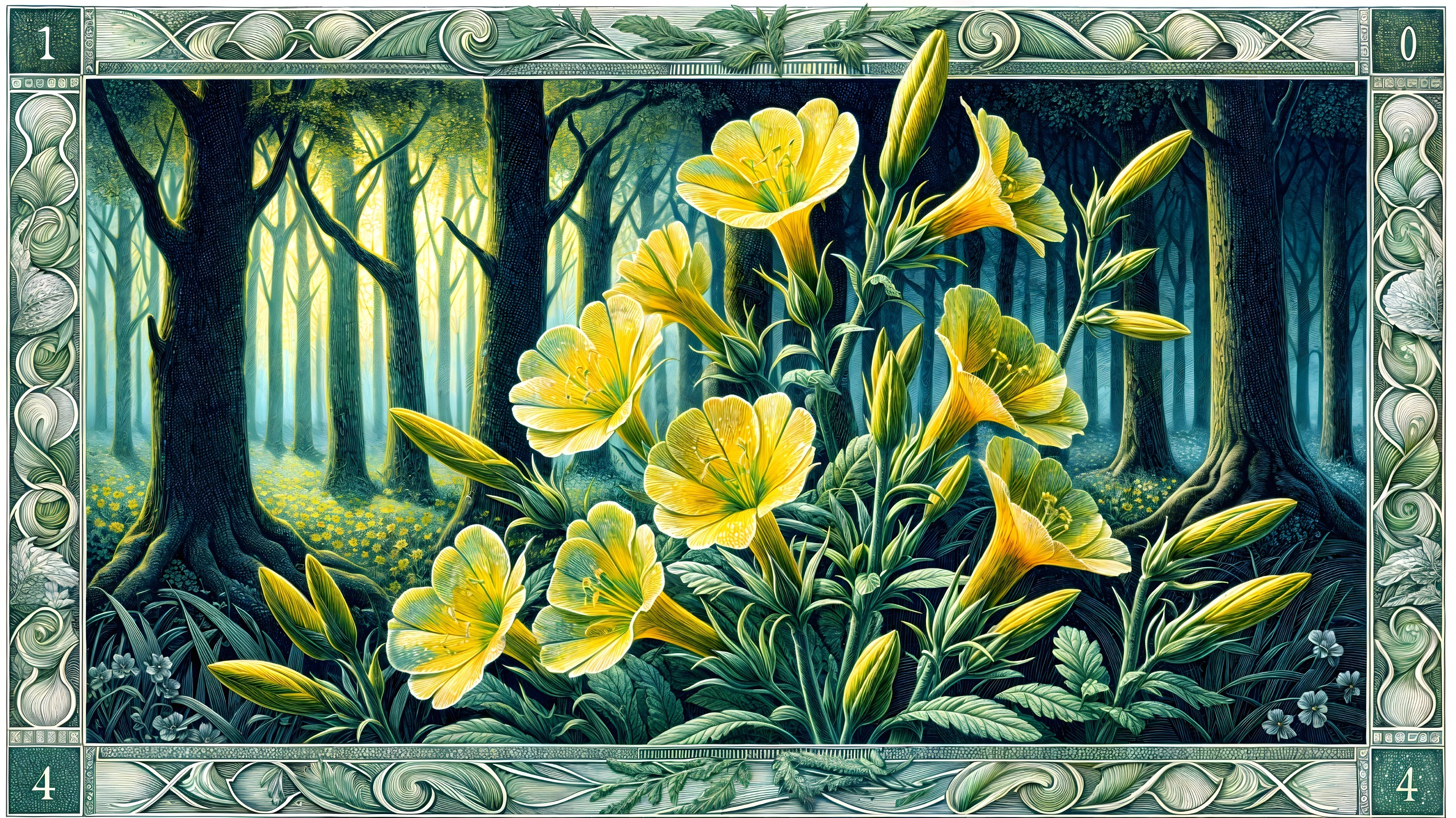 Vibrant Yellow Flowers Amidst Lush Green Forest