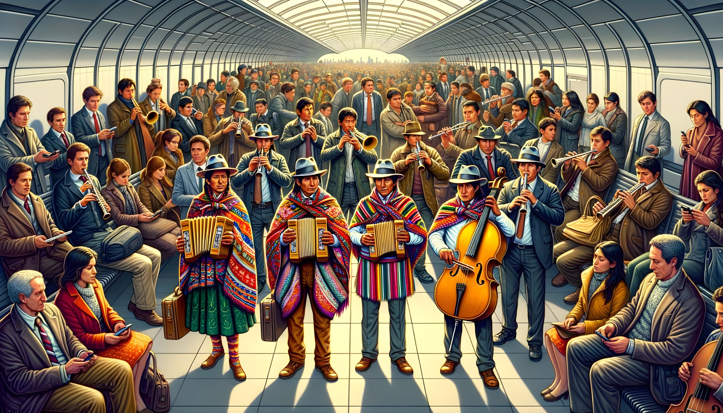 Traditional Band Performance in Modern Train Station