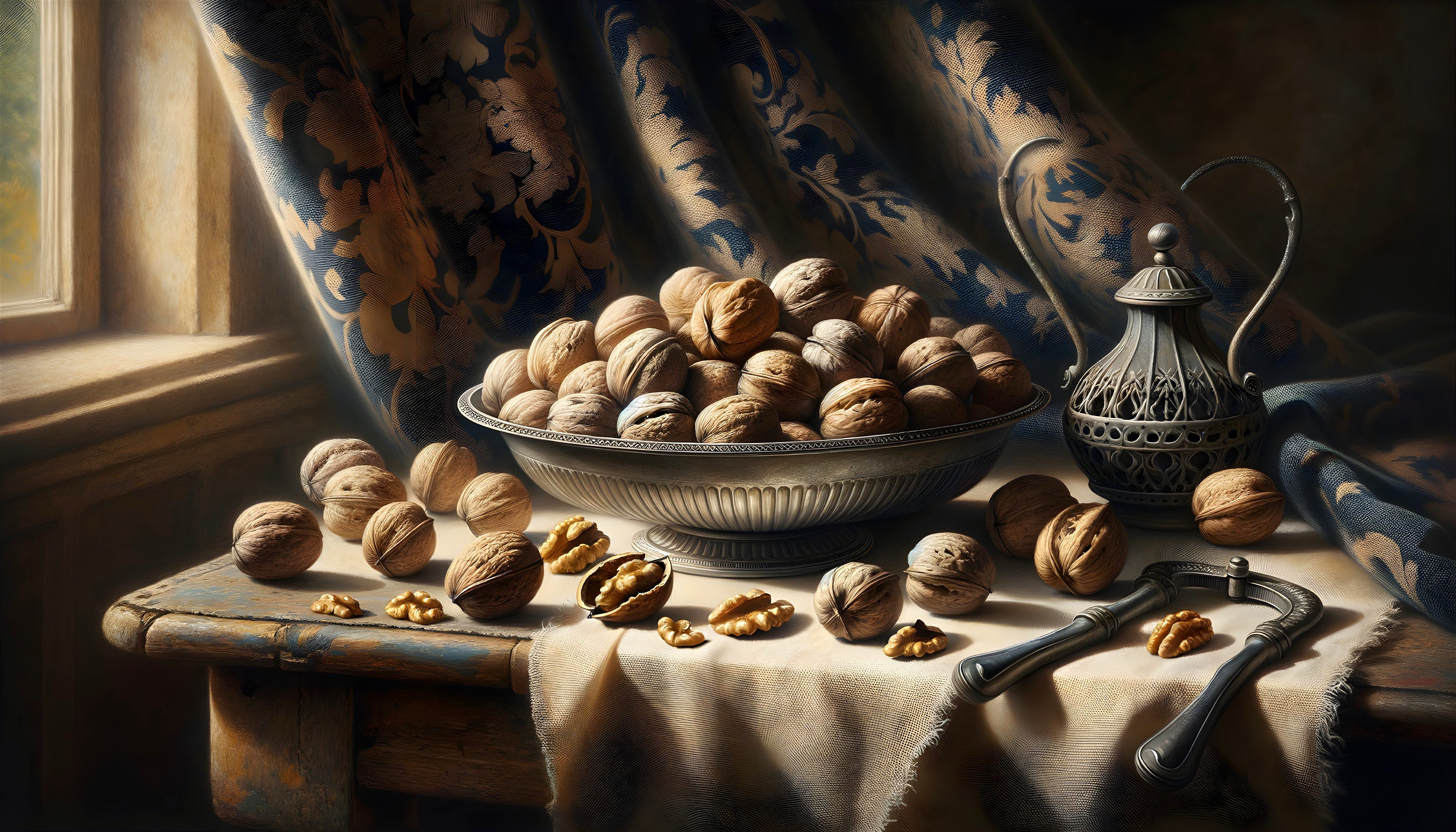 Elegant Still Life with Nuts and Textured Table