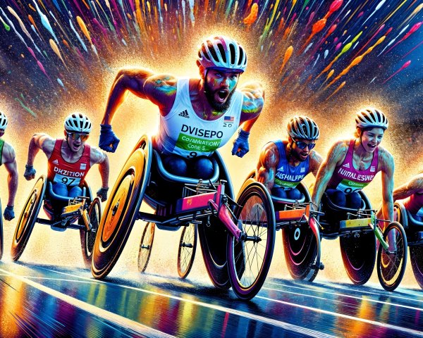 Wheelchair Athletes Racing on a Vibrant Track